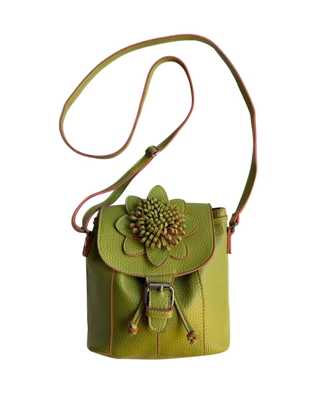 “Simply Noelle” Spring 2017 Green 3D Floral Accent Crossbody Bag